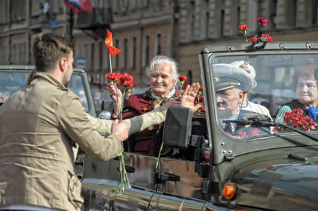 Russia, St. Petersburg 30,05,2014 Veterans and blockade soldiers at the parade of the victory of the Great Patriotic Warのeditorial素材