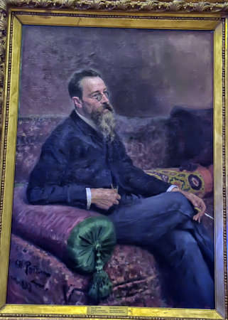 Russia, St. Petersburg 01/30/2019 Interiors and exhibits of the Mikhailovsky Castle, portrait gallery with paintingのeditorial素材