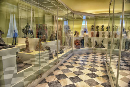 Russia, St. Petersburg 01/30/2019 Interiors and exhibits of the Mikhailovsky Castle, portrait gallery with paintingのeditorial素材