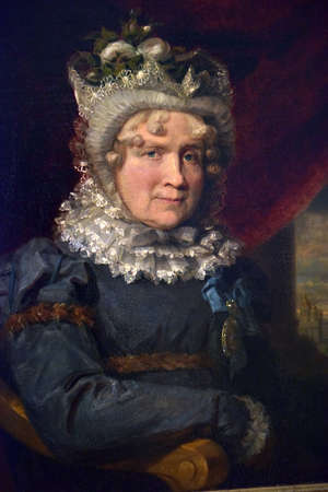 Russia, St. Petersburg 01/30/2019 Interiors and exhibits of the Mikhailovsky Castle, portrait gallery with paintingのeditorial素材