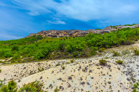 Monastery of Chelter Marmara in Mount Chelter Kaya, Crimea, village of Ternovkaの写真素材