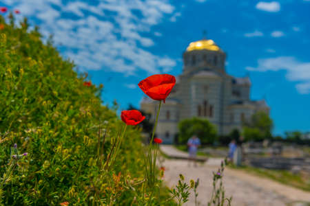 09.05 2021 Crimea. Sevastopol Historical and archaeological reserve "Tauric Chersonesos". Cathedral of St. Vladimirの写真素材