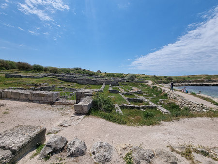 Crimea, Sevastopol - 10.05.2021. Museum-reserve Chersonesos Tauride. An ancient polis founded by the ancient Greeks on the Heracles Peninsula.の写真素材