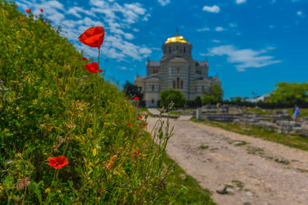 09.05 2021 Crimea. Sevastopol Historical and archaeological reserve "Tauric Chersonesos". Cathedral of St. Vladimirの写真素材