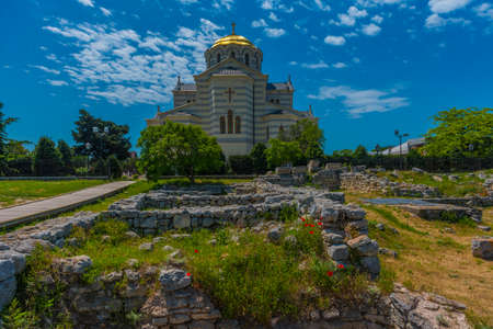 09.05 2021 Crimea. Sevastopol Historical and archaeological reserve "Tauric Chersonesos". Cathedral of St. Vladimirの写真素材