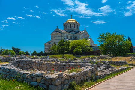 Crimea, Sevastopol - 10.05.2021. Museum-reserve Chersonesos Tauride. An ancient polis founded by the ancient Greeks on the Heracles Peninsula.のeditorial素材