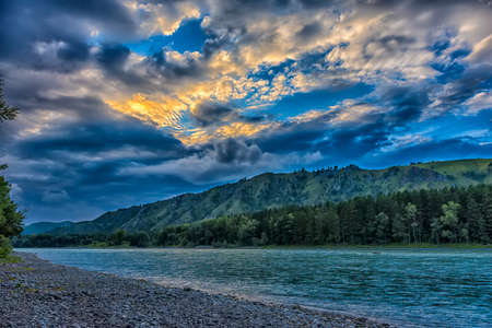 The Chuya and Katun Rivers merge in the mountains. Altai, Siberia, Russia. View of the beautiful landscape in Altaiの写真素材