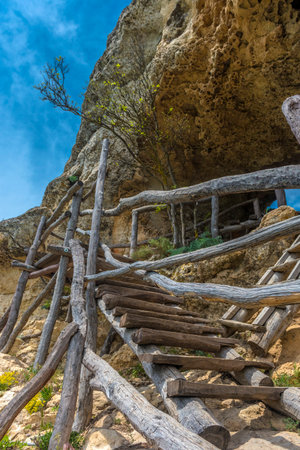 Monastery of Chelter Marmara in Mount Chelter Kaya, Crimea, village of Ternovkaのeditorial素材