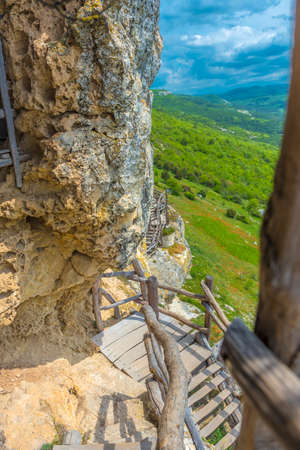 Monastery of Chelter Marmara in Mount Chelter Kaya, Crimea, village of Ternovkaの写真素材