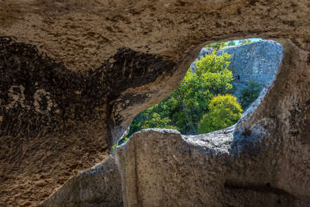 Eski-Kermen is a medieval fortress-city located in the southwestern part of Crimean peninsulaの写真素材