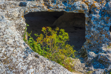 Eski-Kermen is a medieval fortress-city located in the southwestern part of Crimean peninsulaの写真素材
