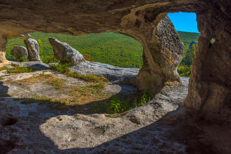 Eski-Kermen is a medieval fortress-city located in the southwestern part of Crimean peninsulaの写真素材