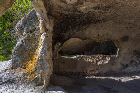 Eski-Kermen is a medieval fortress-city located in the southwestern part of Crimean peninsulaの写真素材