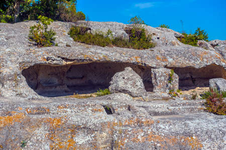 Eski-Kermen is a medieval fortress-city located in the southwestern part of Crimean peninsulaの写真素材