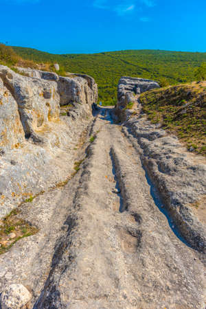 Eski-Kermen is a medieval fortress-city located in the southwestern part of Crimean peninsulaの写真素材