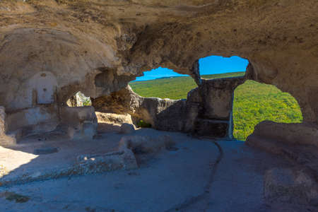 Eski-Kermen is a medieval fortress-city located in the southwestern part of Crimean peninsulaの写真素材
