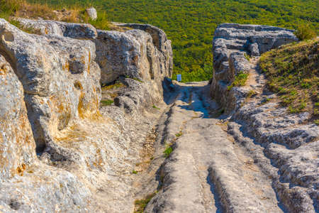Eski-Kermen is a medieval fortress-city located in the southwestern part of Crimean peninsulaの写真素材