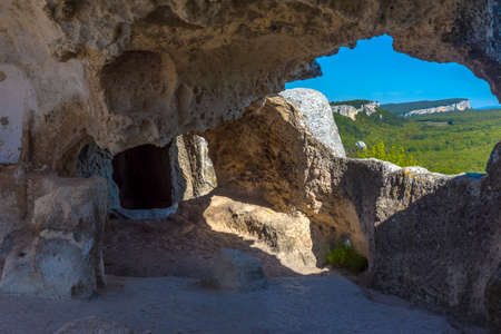 Eski-Kermen is a medieval fortress-city located in the southwestern part of Crimean peninsulaの写真素材