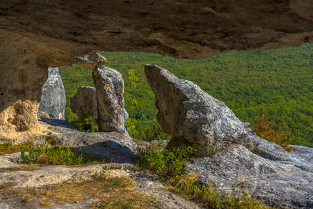 Eski-Kermen is a medieval fortress-city located in the southwestern part of Crimean peninsulaの写真素材