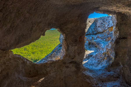 Eski-Kermen is a medieval fortress-city located in the southwestern part of Crimean peninsulaの写真素材