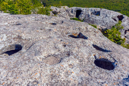 Eski-Kermen is a medieval fortress-city located in the southwestern part of Crimean peninsulaの写真素材