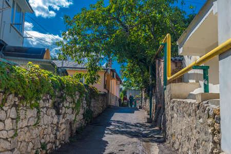 Crimea, Gurzuf - 20.09.2021. Old city street. Streets and views of the southern seaside city.のeditorial素材