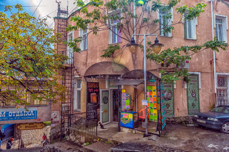 Crimea, Gurzuf - 20.09.2021. Old city street. Streets and views of the southern seaside city.のeditorial素材