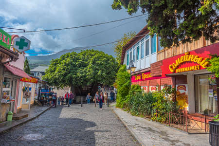 Crimea, Gurzuf - 20.09.2021. Old city street. Streets and views of the southern seaside city.のeditorial素材
