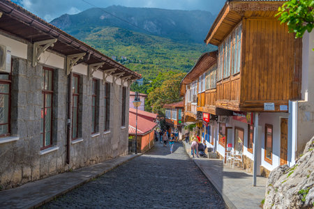Crimea, Gurzuf - 20.09.2021. Old city street. Streets and views of the southern seaside city.のeditorial素材