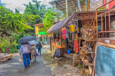Crimea, Gurzuf - 20.09.2021. Old city street. Streets and views of the southern seaside city.のeditorial素材