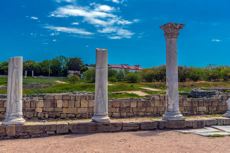 Crimea, Sevastopol - 10.05.2021. Museum-reserve Chersonesos Tauride. An ancient polis founded by the...