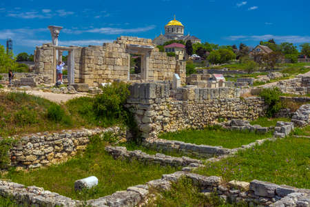 Crimea, Sevastopol - 10.05.2021. Museum-reserve Chersonesos Tauride. An ancient polis founded by the ancient Greeks on the Heracles Peninsula.のeditorial素材
