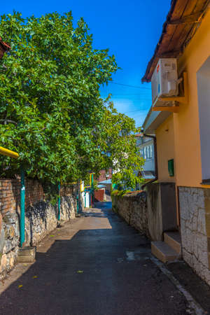 Crimea, Gurzuf - 09/20/2021 Old city street. Streets and views of the southern seaside city.の写真素材