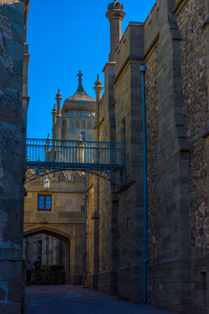 Alupka , Crimea 20.09.2021 Vorontsov Palace in Crimea is a famous ancient tourist landmark in summer