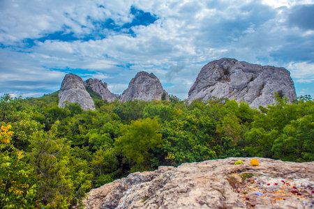 Boulders among the greenery. TEMPLE OF THE SUN and PLACES OF POWER in Crimeaの写真素材