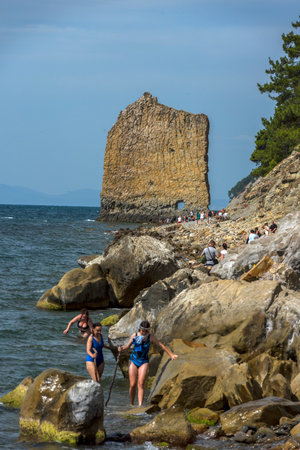 Landscape with the natural monument "Sail Rock", Gelendzhik resort 2023のeditorial素材