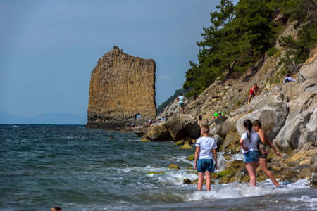 Landscape with the natural monument "Sail Rock", Gelendzhik resort 2023のeditorial素材