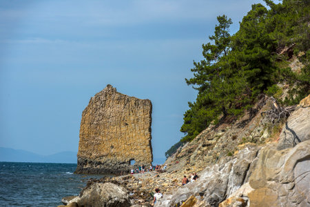 Landscape with the natural monument "Sail Rock", Gelendzhik resort 2023のeditorial素材