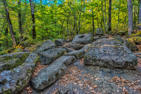 Dolmen. Valley of the Zhane River. Gelendzhik. Krasnodar region.の写真素材