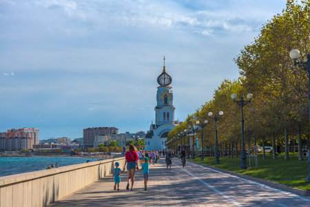 Temple of Peter and Fevronia on the seashore in Novorossiysk, a unique lighthouse temple (2023)のeditorial素材