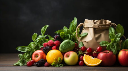 Healthy eating background. Healthy vegan vegetarian food,vegan food concept., Generative AIの素材