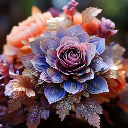 flower with blue, beige, orange and purple colors, Generative AIの素材
