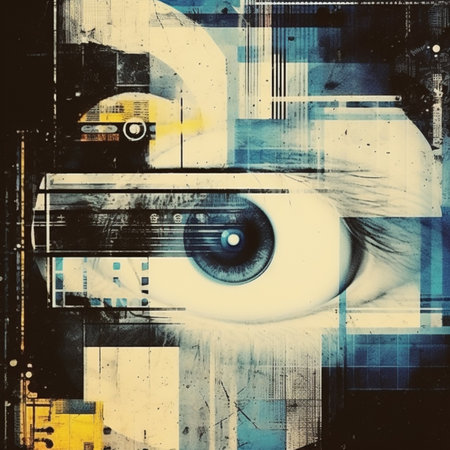 eye - Artistic painting in blue tones, Generative AIの素材