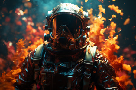 futuristic astronaut on an unknown planet, Generative AIの素材