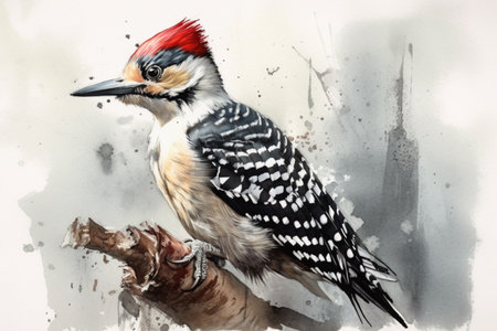 woodpecker, watercolor painting, Generative AIの素材