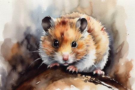 hamster, watercolor, Generative AIの素材