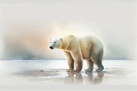 polar bear watercolor painting, Generative AIの素材