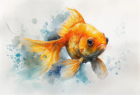 gold fish, watercolor painting, Generative AIの素材