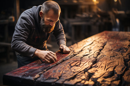 master, wood artist at work, Generative AIの素材