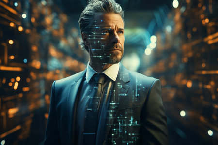 Businessman in artificial intelligence concept, Generative AIの素材